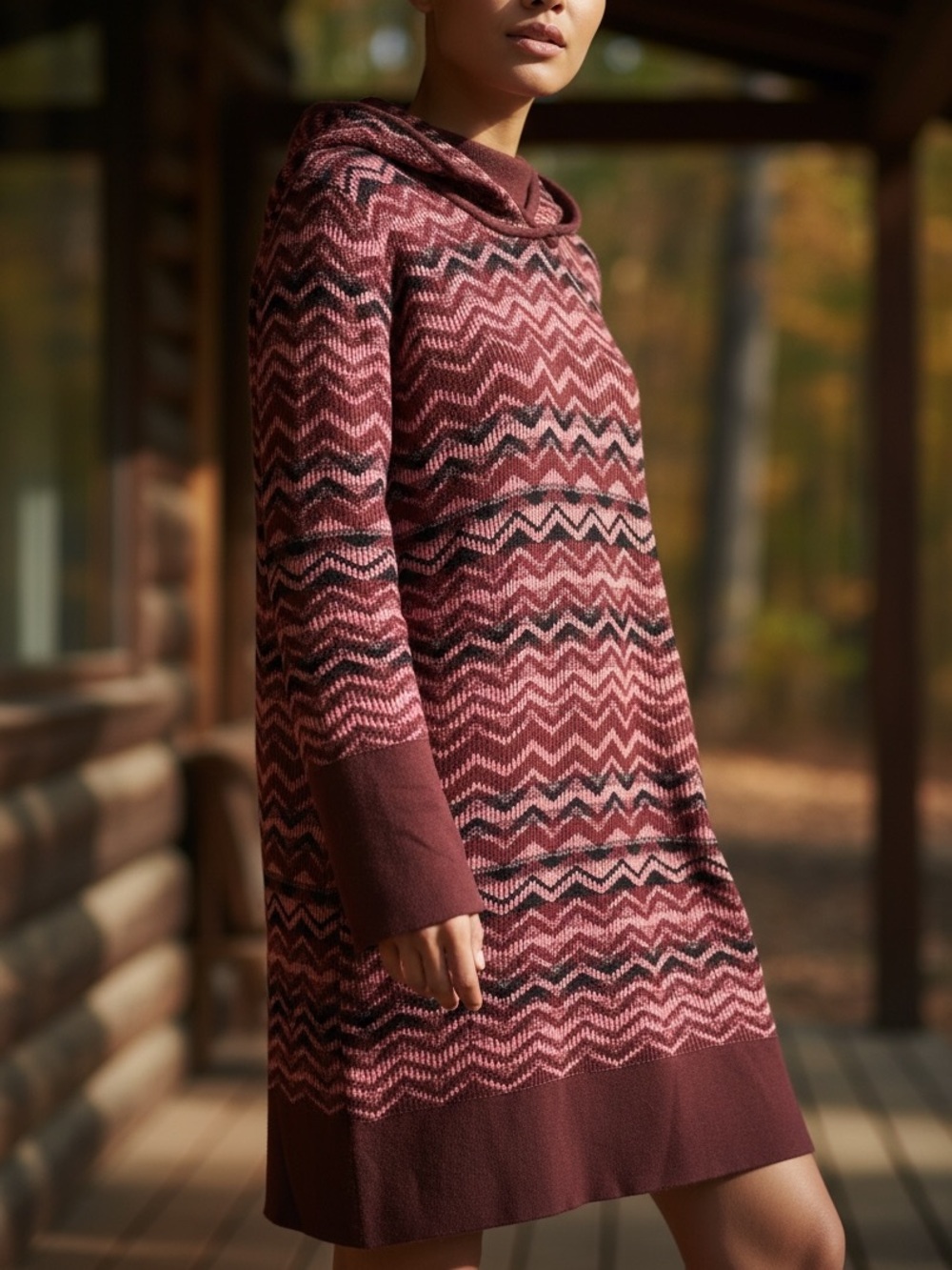 PrAna Women's Coral and Dark Brown Chevron Dress
